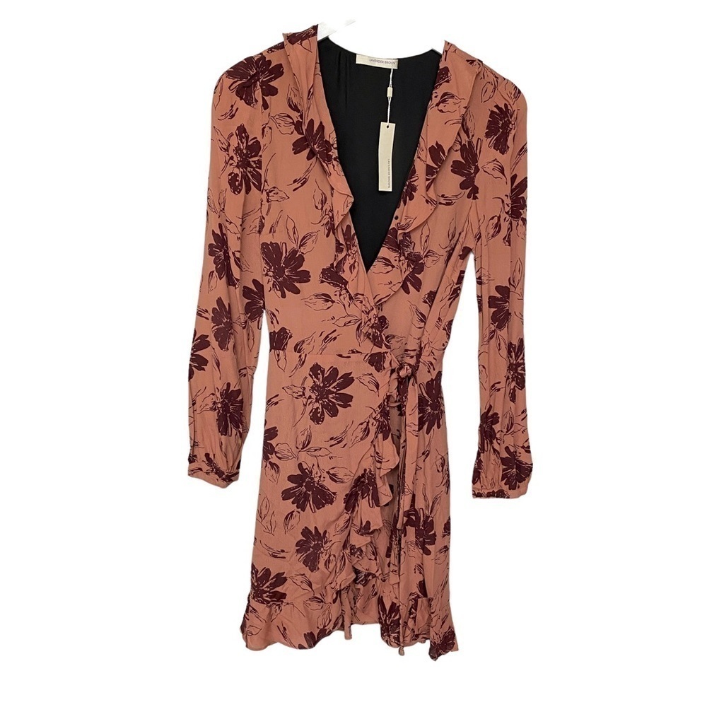 NWT Wrap Dress Small  Pink Floral by Lavender Brown Rayon